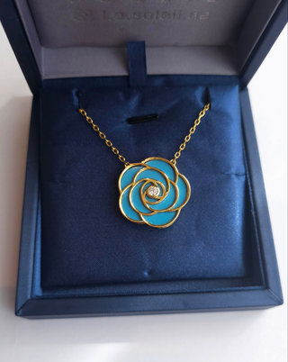 Rose- Long Necklace (Turquoise)