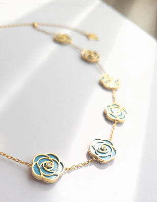 Rose- 10 Roses Choker (Turquoise)